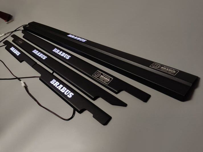 Mercedes-Benz G-Class W463 Brabus Matte Black Stainless Steel LED Door Sills Set 5 pcs